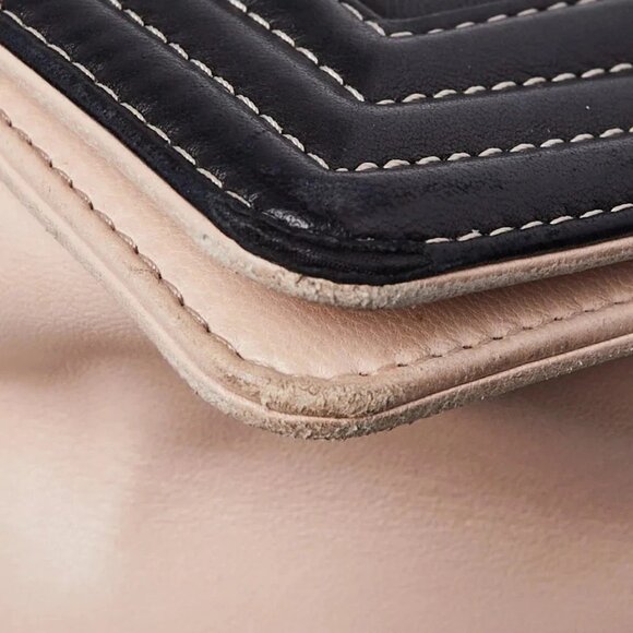 Chanel Bi-Color Beige/Black Leather Medium Boy Bag - Picture 11 of 12